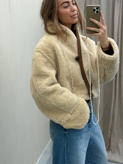 Re-made cropped lammy shearling leer