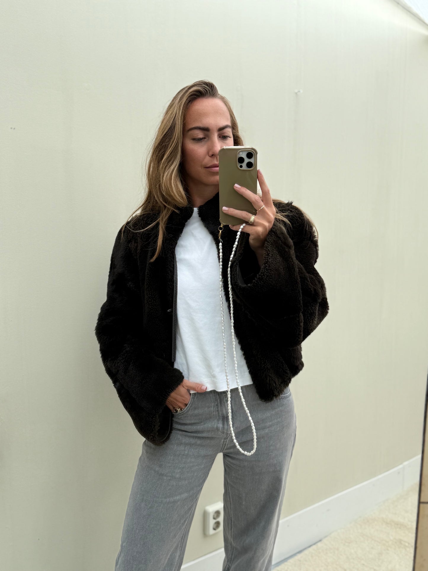 Re-made lammy coat reversible zwart shearling
