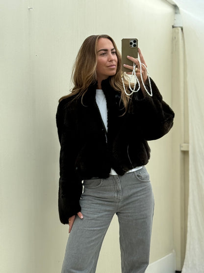 Re-made lammy coat reversible zwart shearling