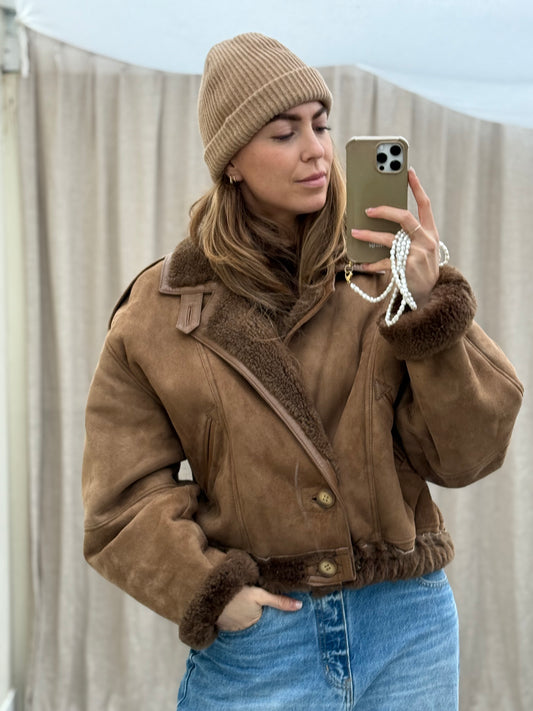 Cropped lammy coat shearling bruin vintage