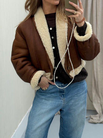 Re-made cropped lammy shearling leer