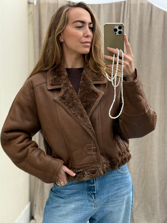 Cropped lammy coat reversible shearling vintage maat M-XL