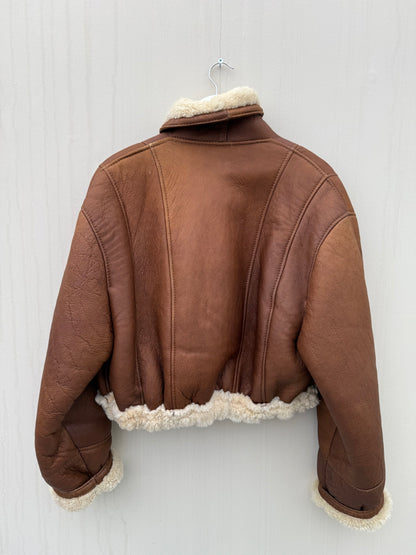 Re-made cropped lammy shearling leer