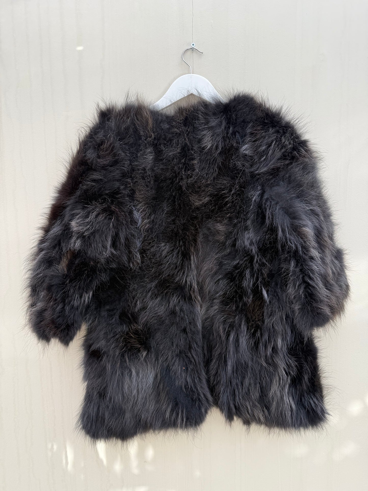 Vintage bont jas zwart chique maat M