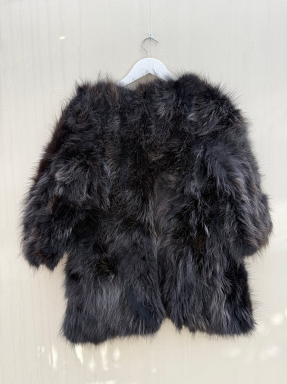Vintage bont jas zwart chique maat M