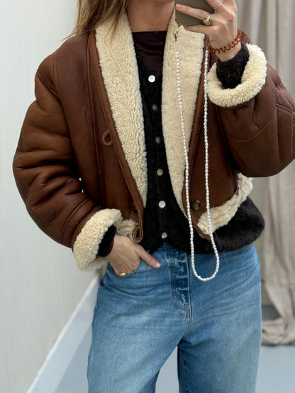 Re-made cropped lammy shearling leer