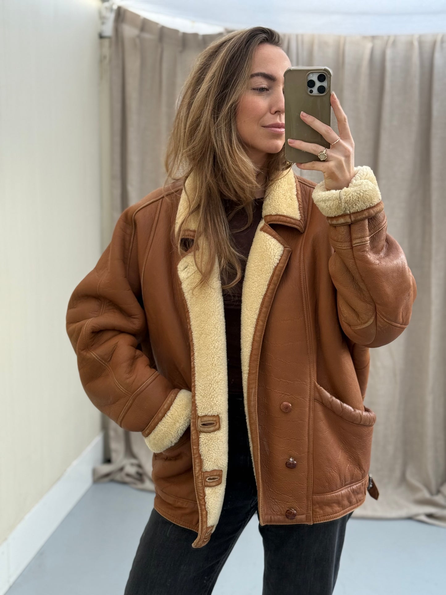 Vintage shearling lammy coat unisex maat 52 XL