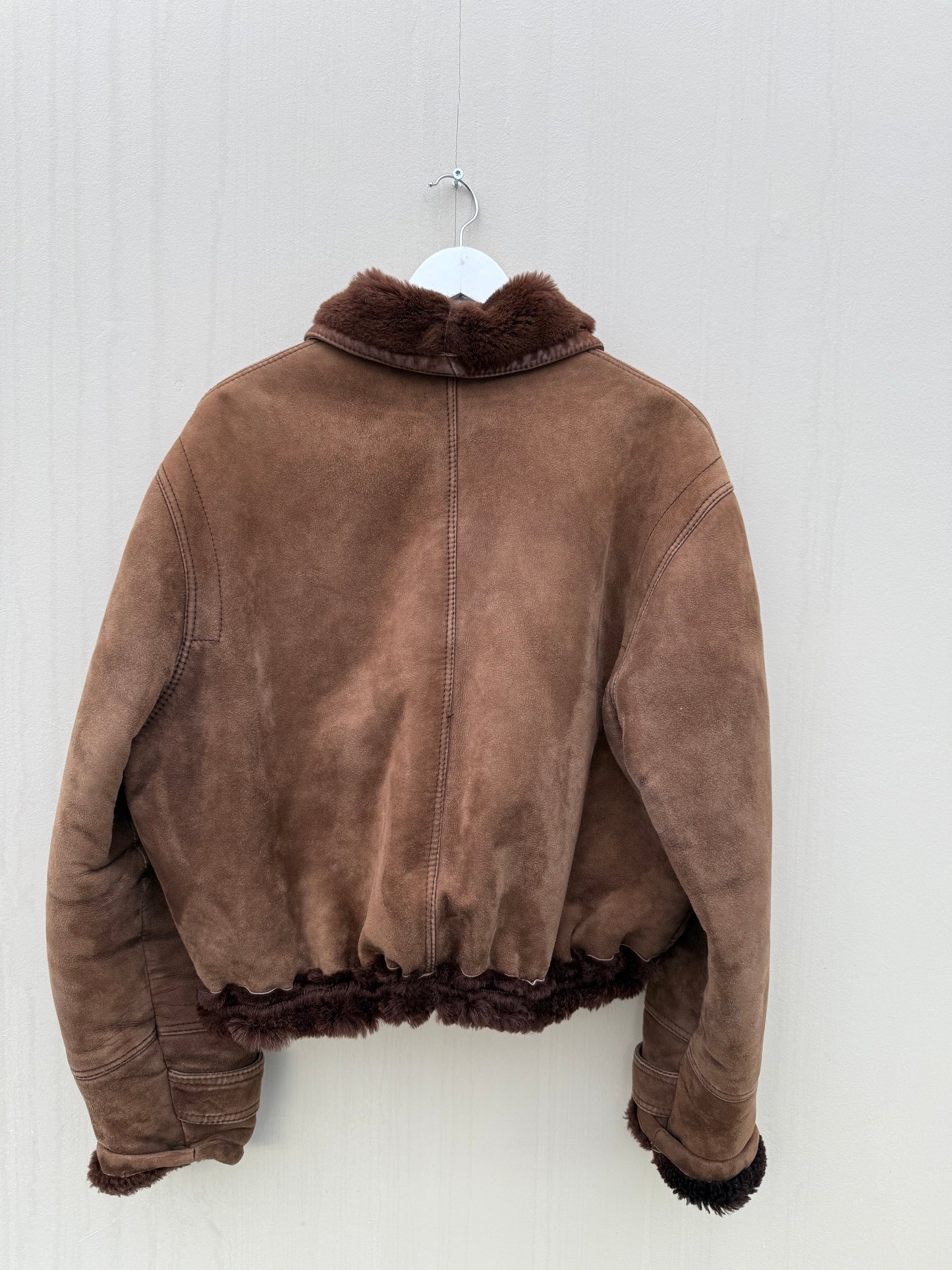 Vintage remade lammy coat cropped bruin maat S-XL