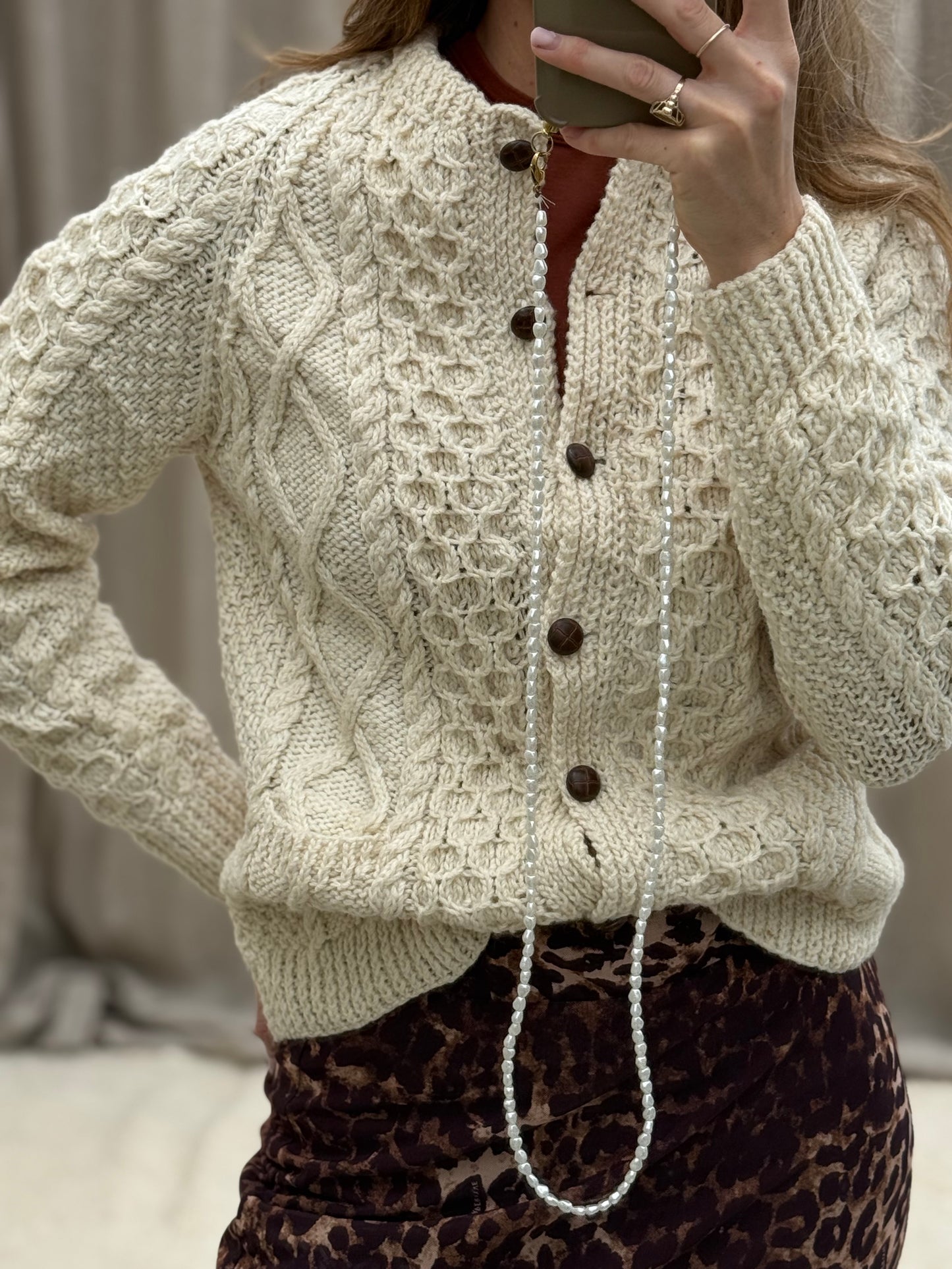 Vintage Aran knitted sweater beige