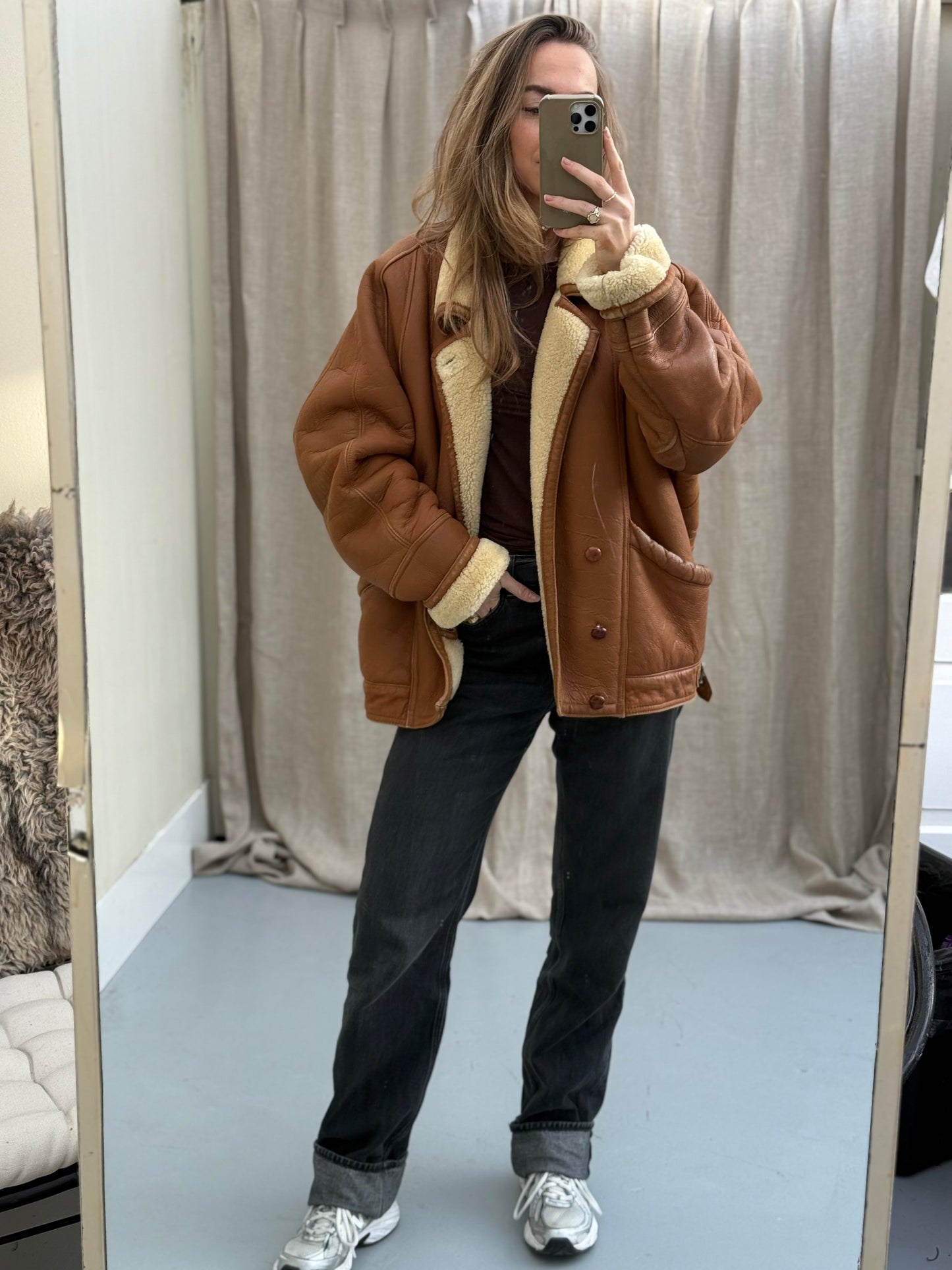 Vintage shearling lammy coat unisex maat 52 XL