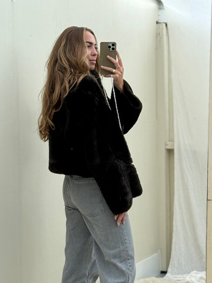 Re-made lammy coat reversible zwart shearling
