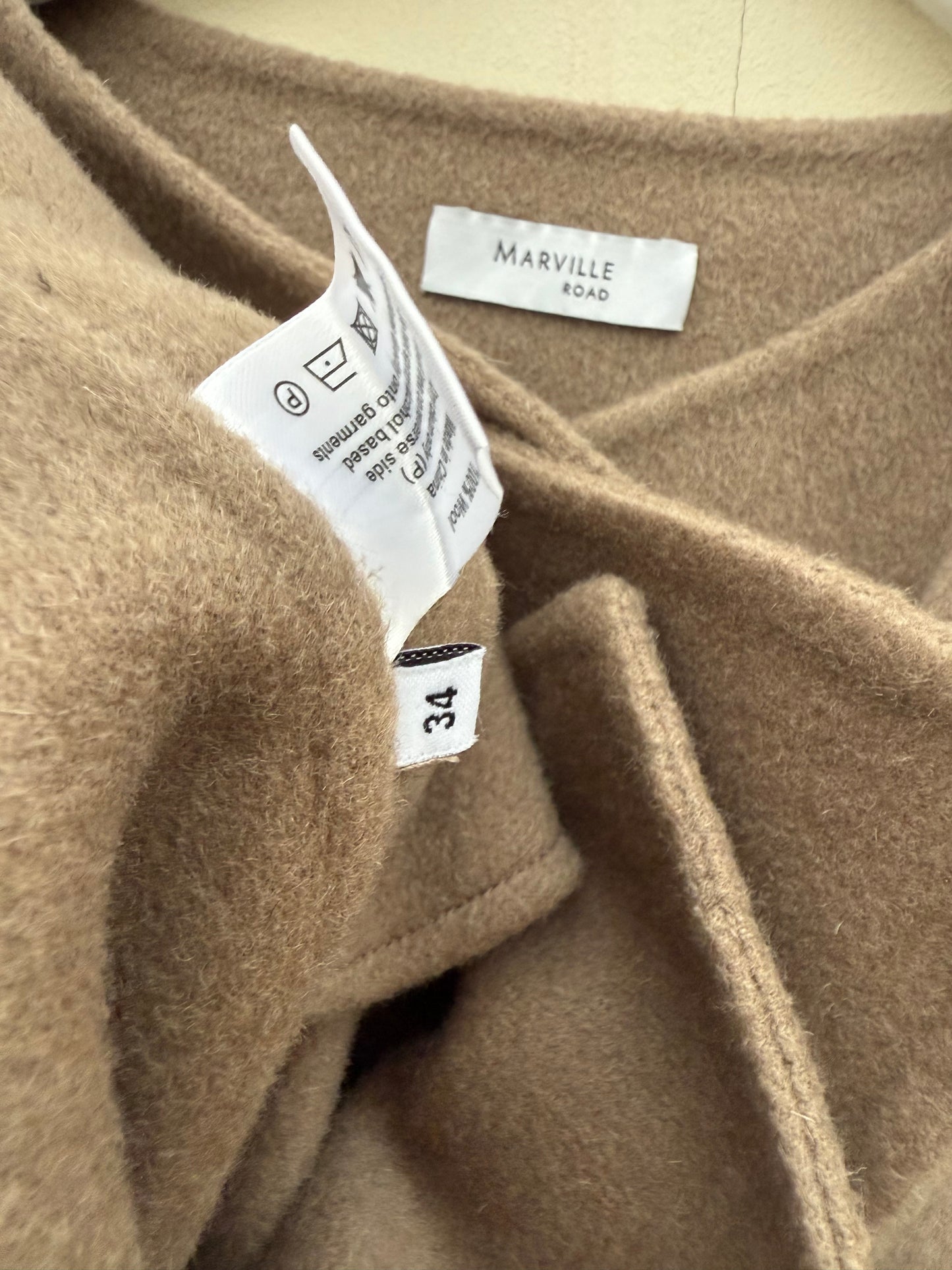 Marville road wollen jas maat xs 34 taupe mantel