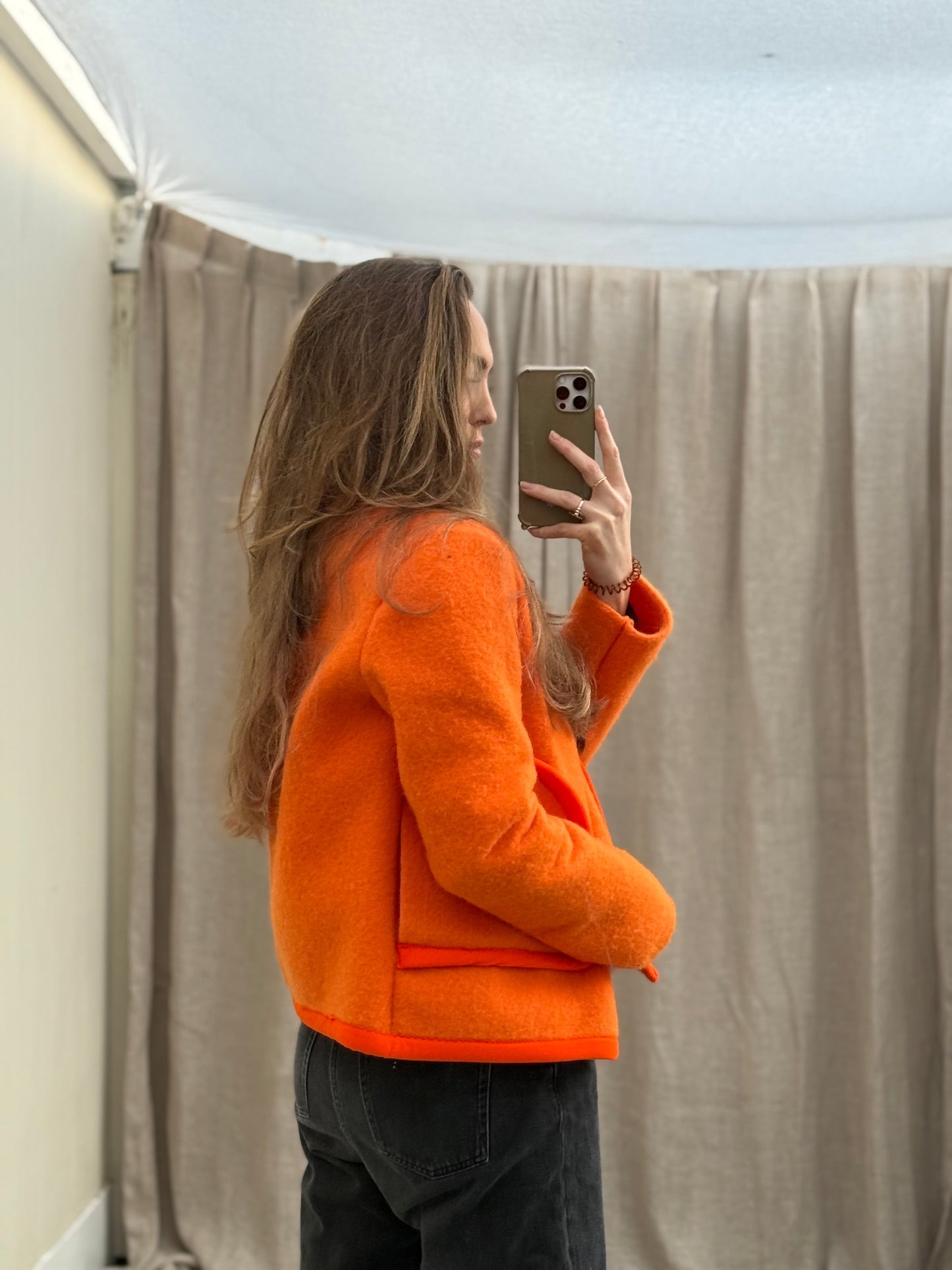 Handmade blanket jas maat one size Orange S-L