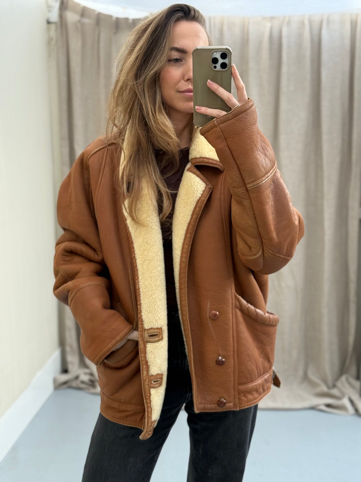 Vintage shearling lammy coat unisex maat 52 XL