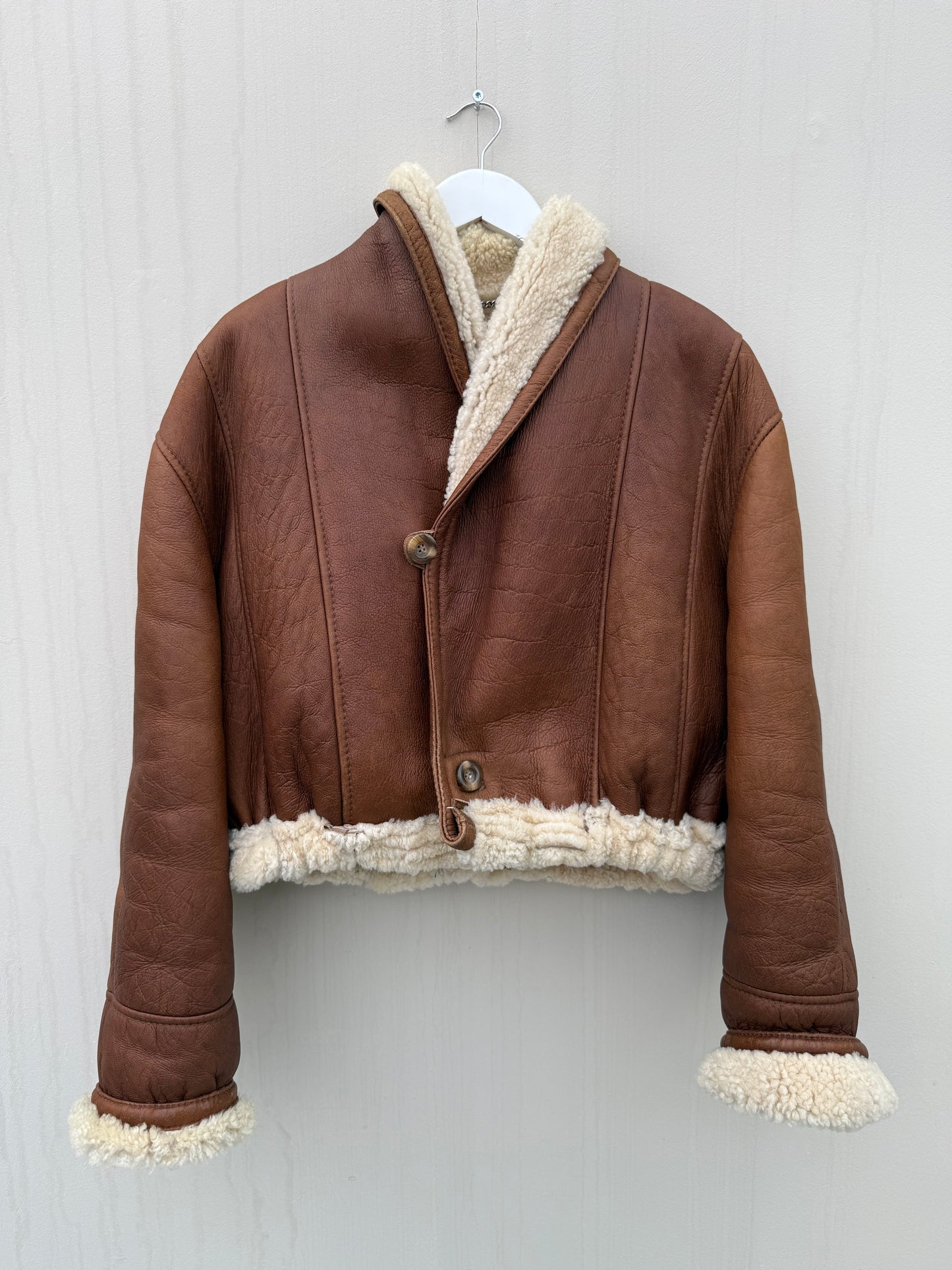 Re-made cropped lammy shearling leer