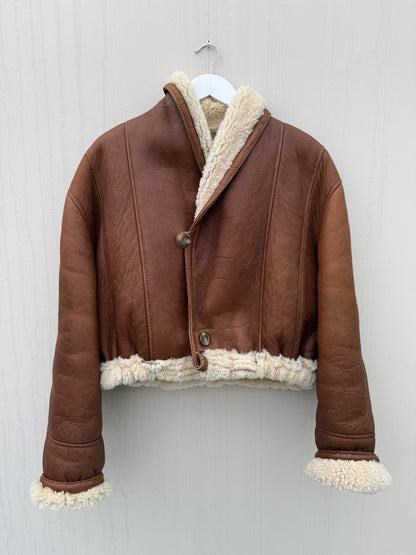 Re-made cropped lammy shearling leer