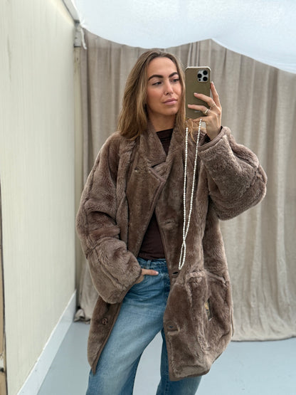 Vintage lammy coat grijs taupe reversible