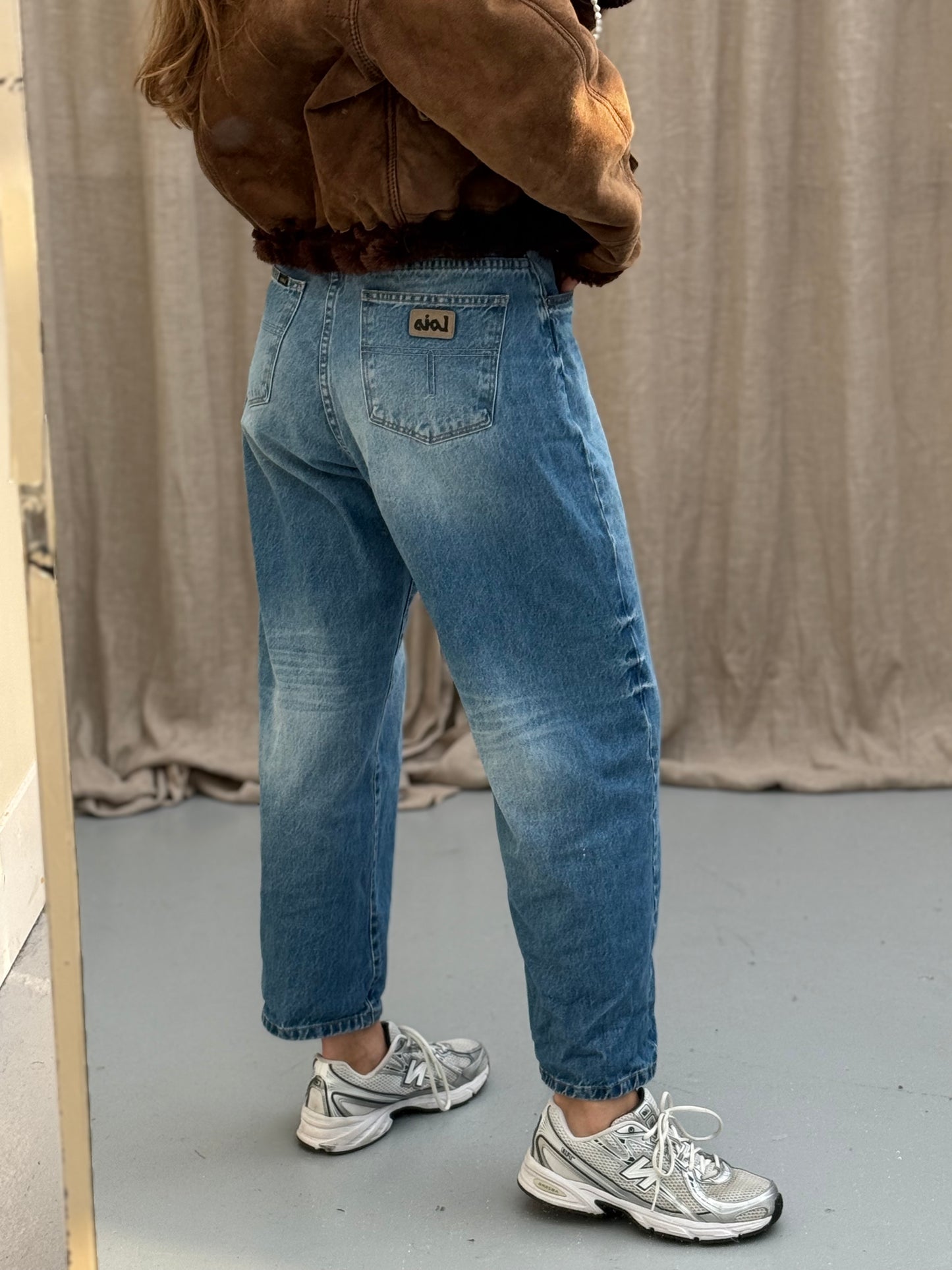 Vintage remade lammy coat cropped bruin maat S-XL