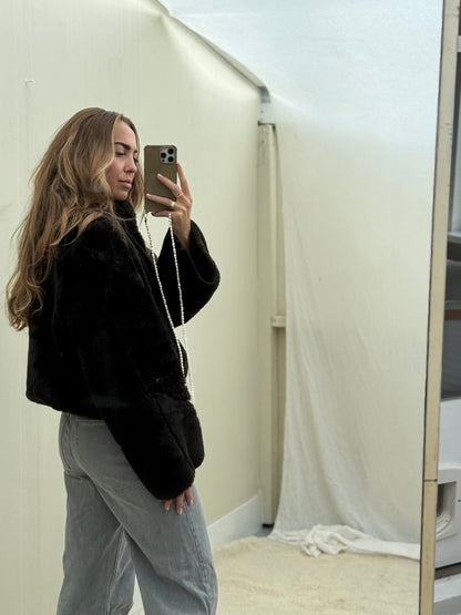 Re-made lammy coat reversible zwart shearling