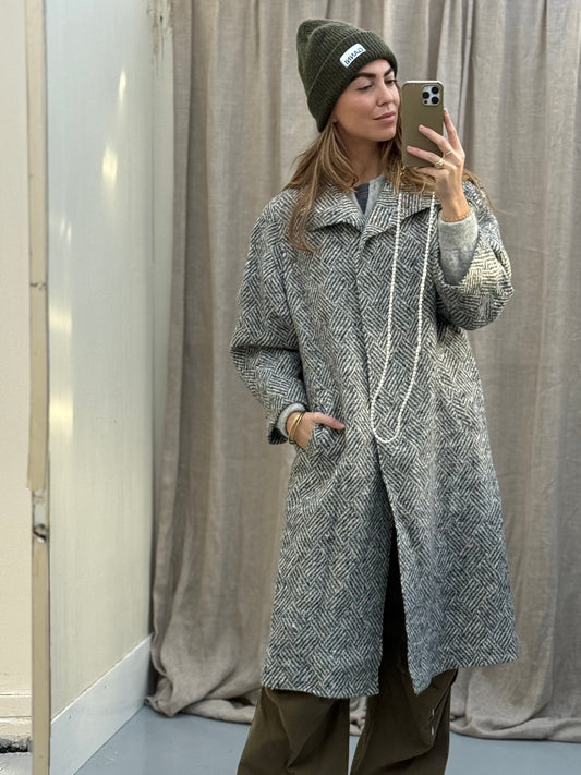 Heeg modell Vintage mantel grey maat 42 oversized fit