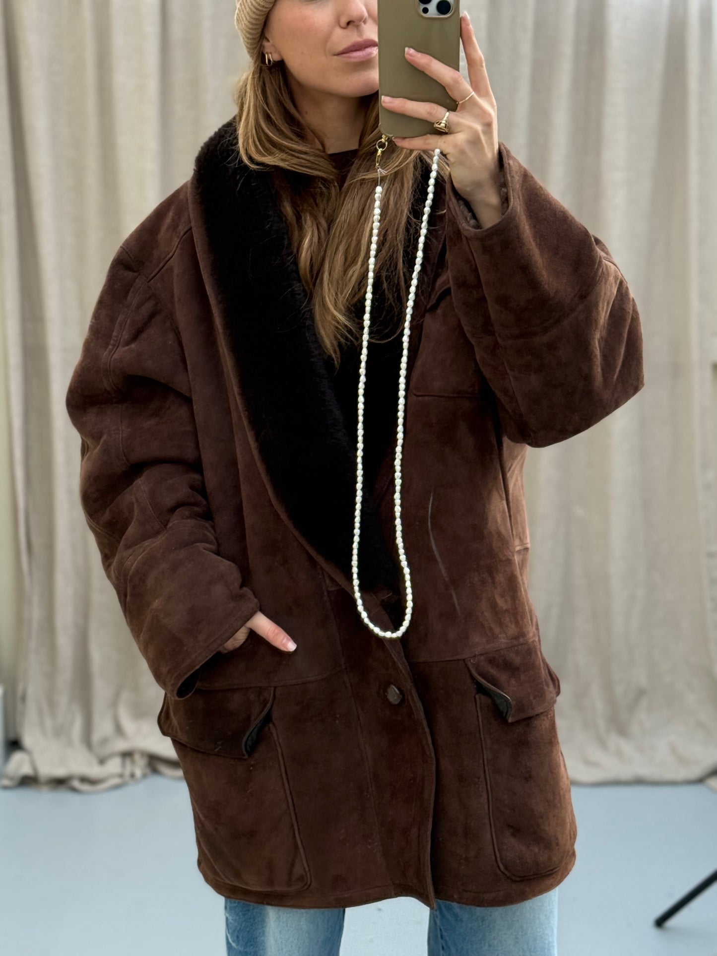 Vintage lammy coat mokka mouse chocolate unisex XXL