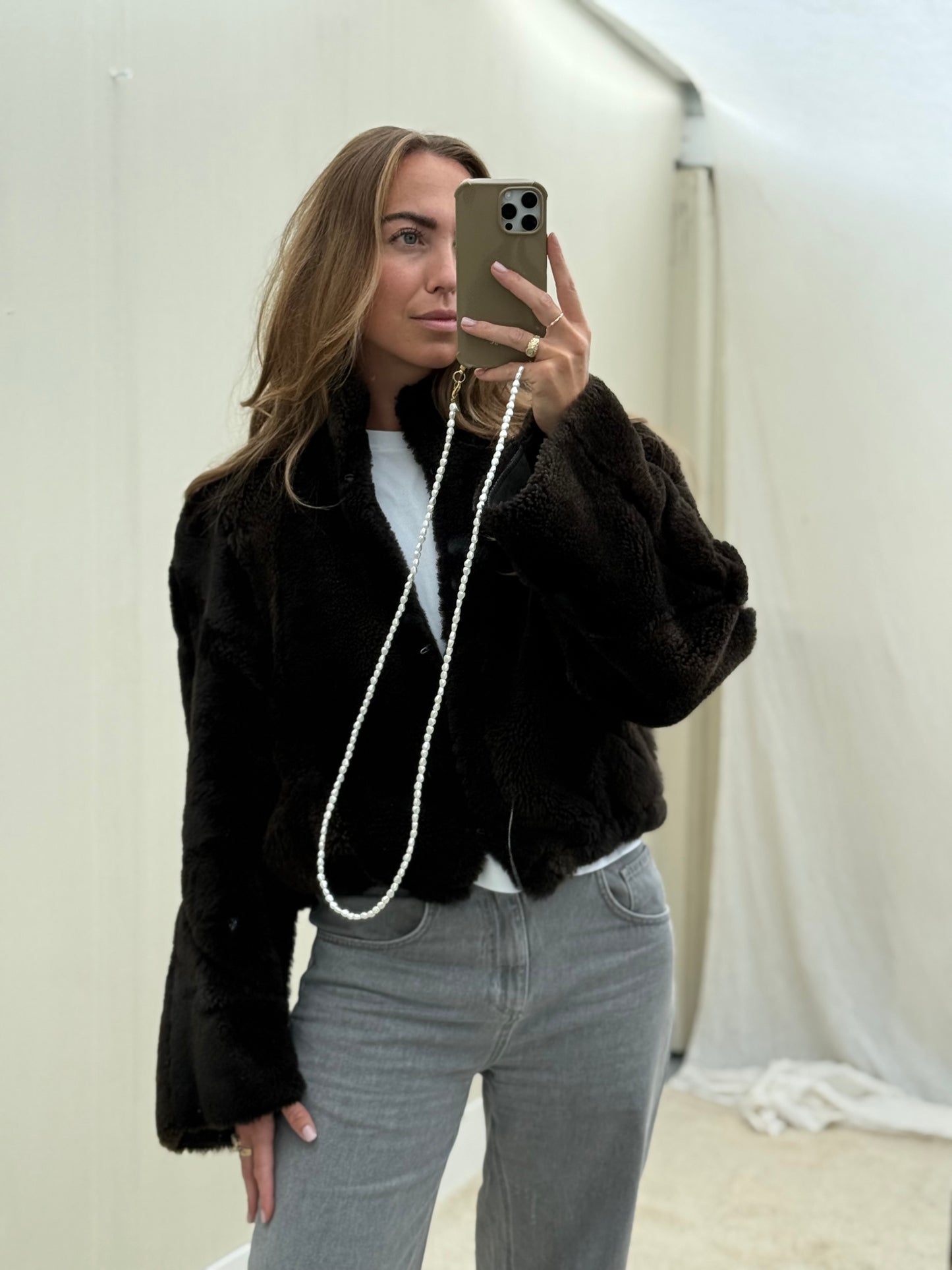 Re-made lammy coat reversible zwart shearling