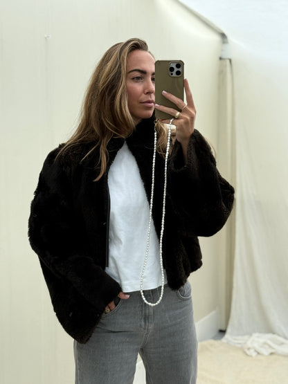 Re-made lammy coat reversible zwart shearling