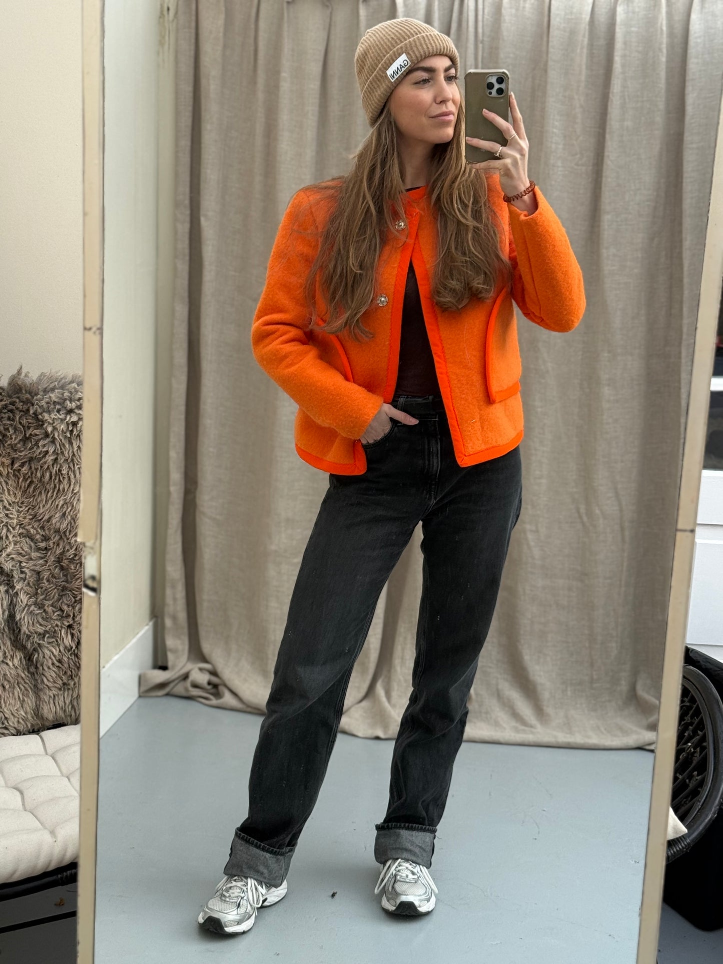 Handmade blanket jas maat one size Orange S-L