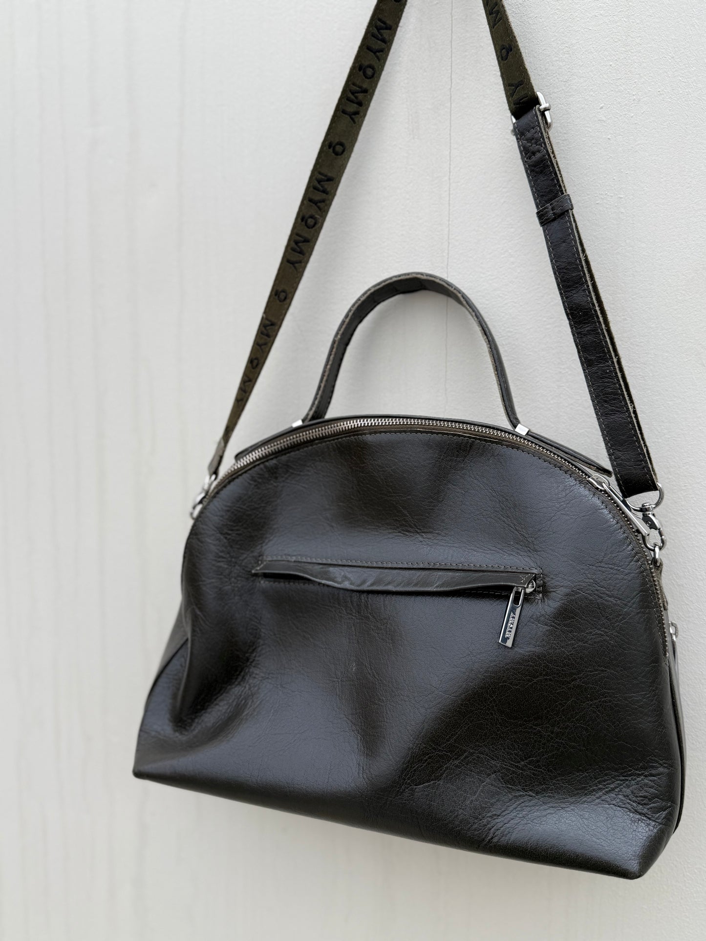 MYOMY moon bag donkergroen autumn leer