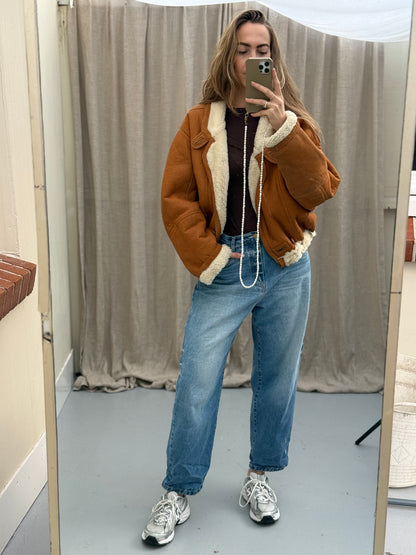 Vintage remade lammy coat reversible maat M/L