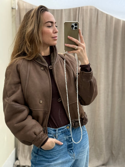 Re-made vintage lammy coat reversible shearling bruin