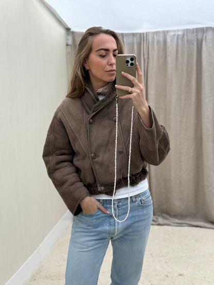 Vintage cropped lammy coat reversible maat S-L
