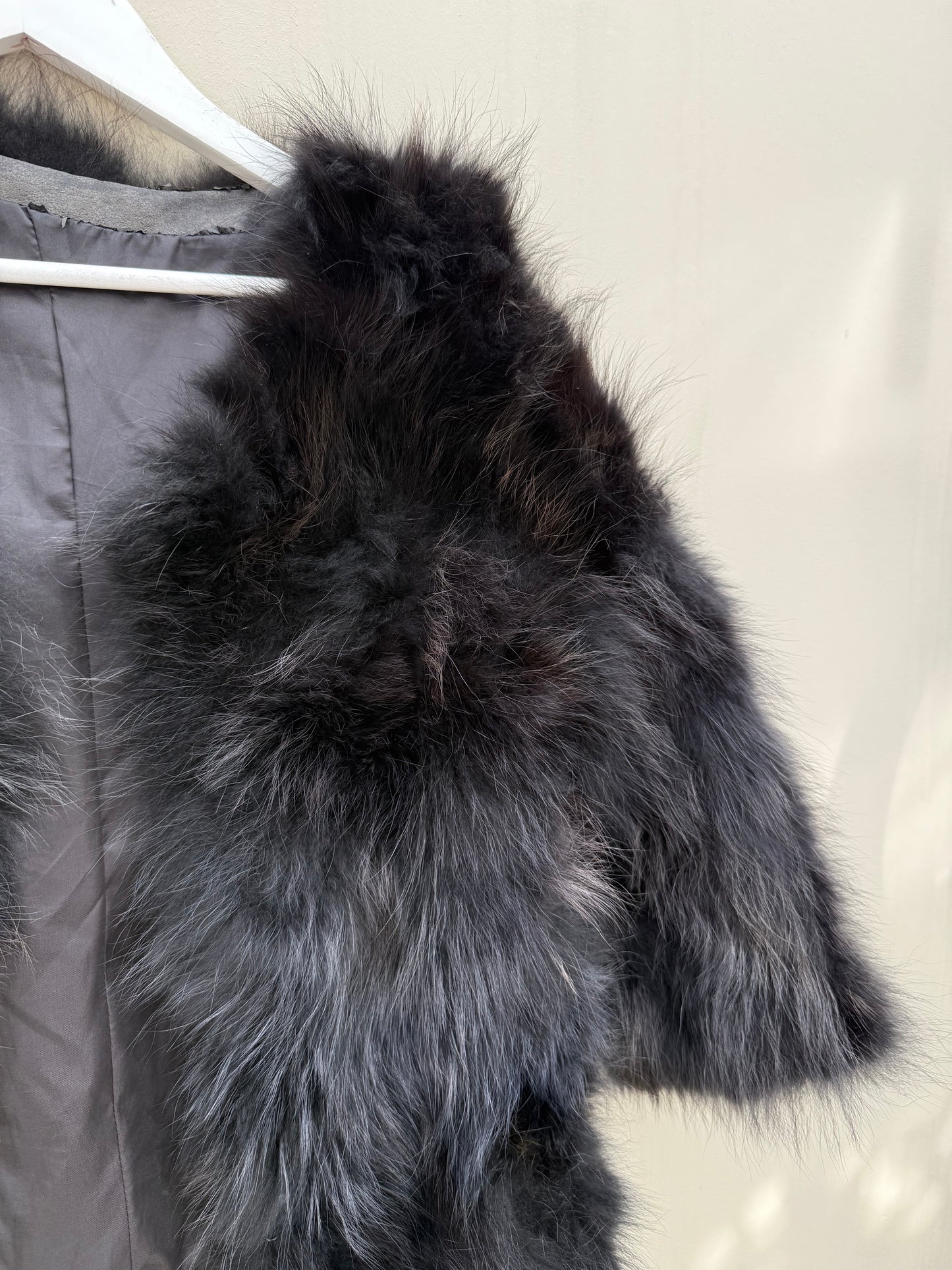 Vintage bont jas zwart chique maat M