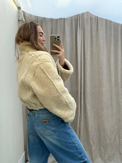 Re-made cropped lammy shearling leer