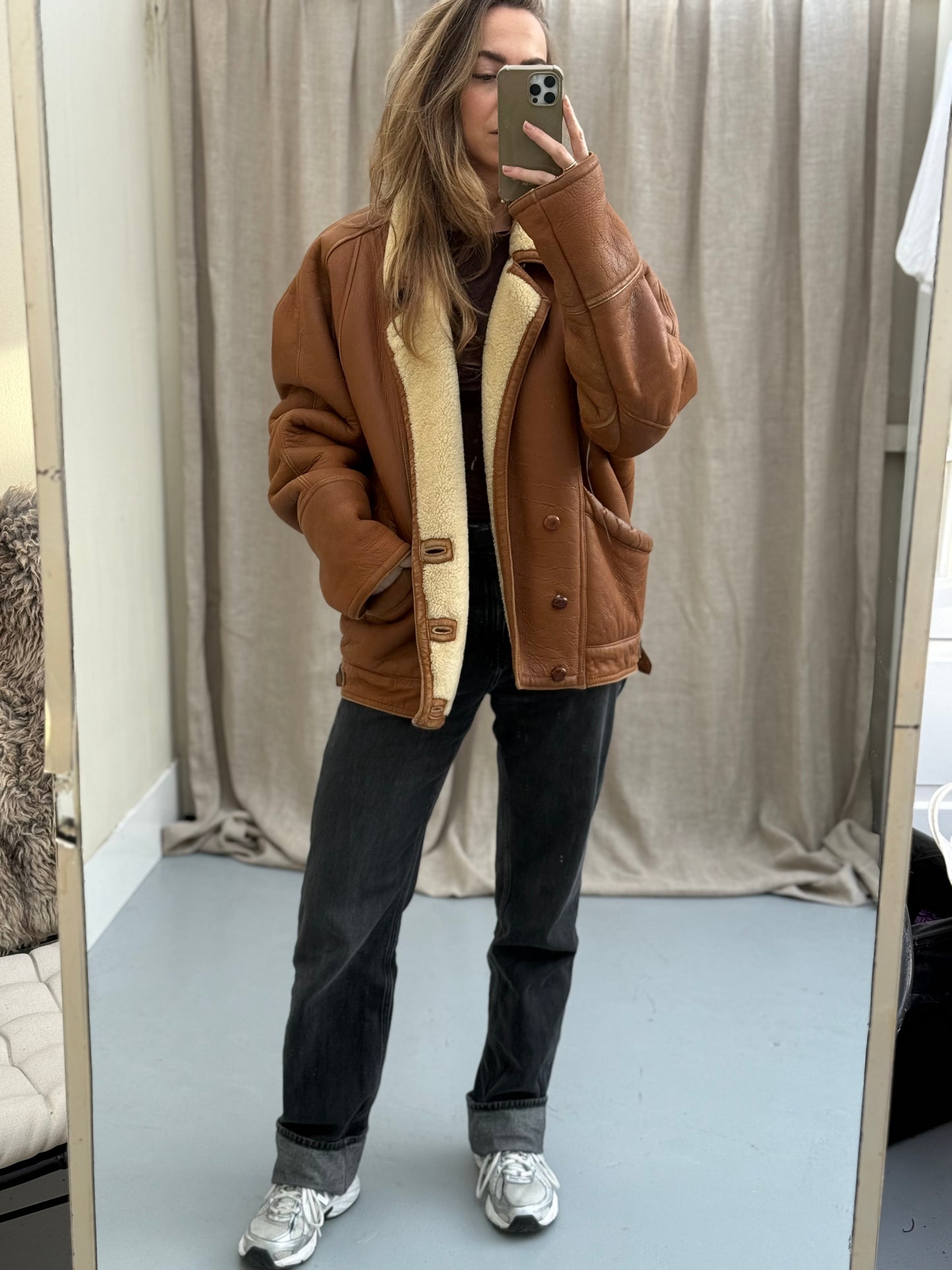 Vintage shearling lammy coat unisex maat 52 XL
