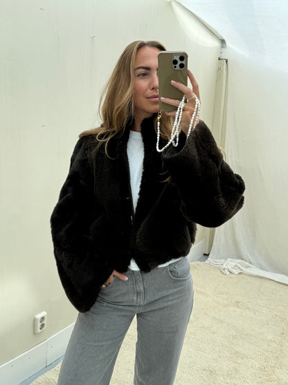 Re-made lammy coat reversible zwart shearling