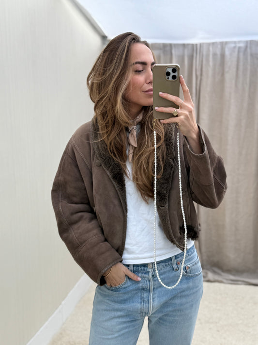 Vintage cropped lammy coat reversible maat S-L