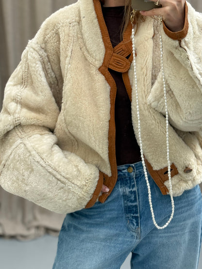 Vintage remade lammy coat reversible maat M/L