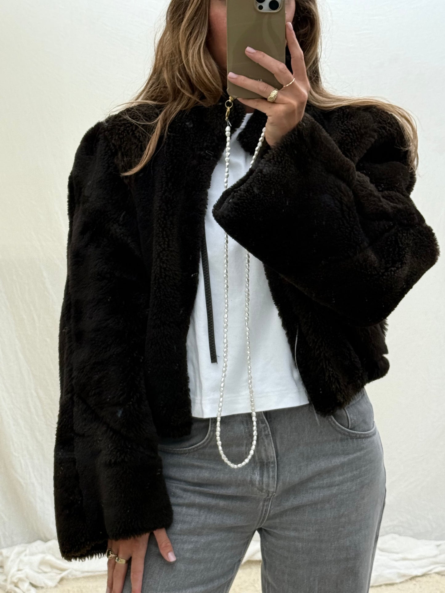 Re-made lammy coat reversible zwart shearling