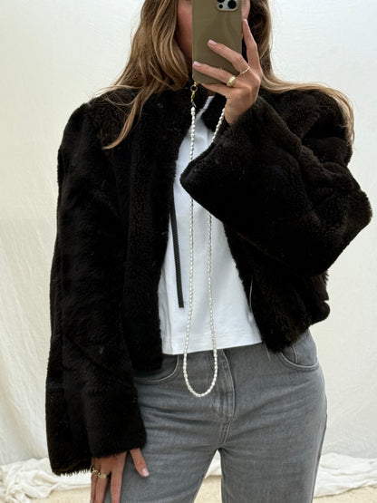 Re-made lammy coat reversible zwart shearling