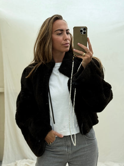 Re-made lammy coat reversible zwart shearling