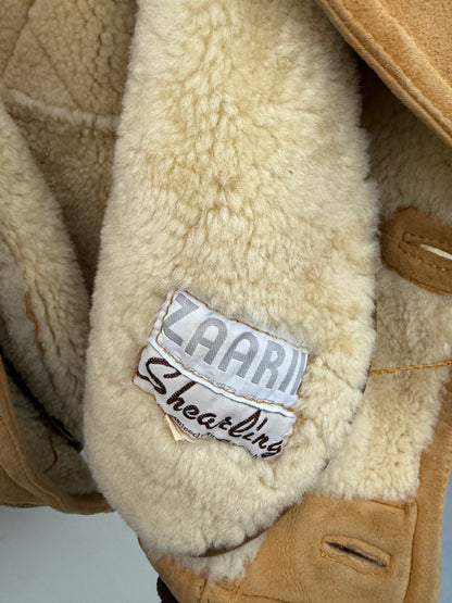 Vintage lammy coat okergeel sheepskin maat 52