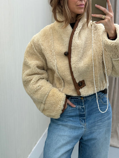 Re-made cropped lammy shearling leer