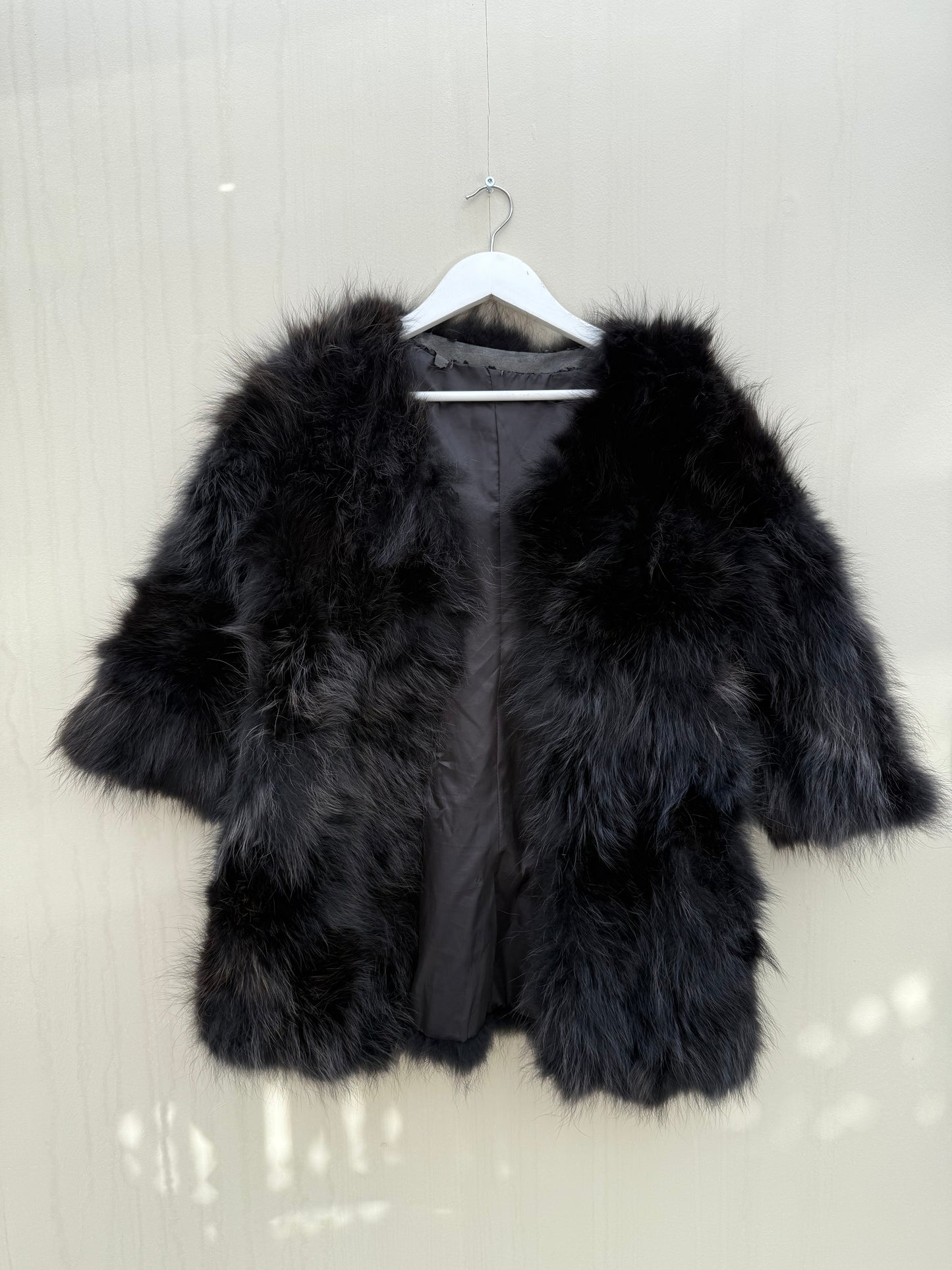 Vintage bont jas zwart chique maat M