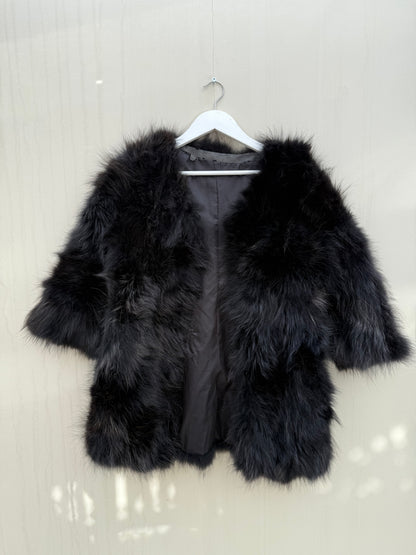 Vintage bont jas zwart chique maat M