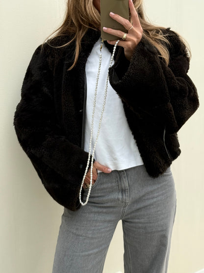 Re-made lammy coat reversible zwart shearling