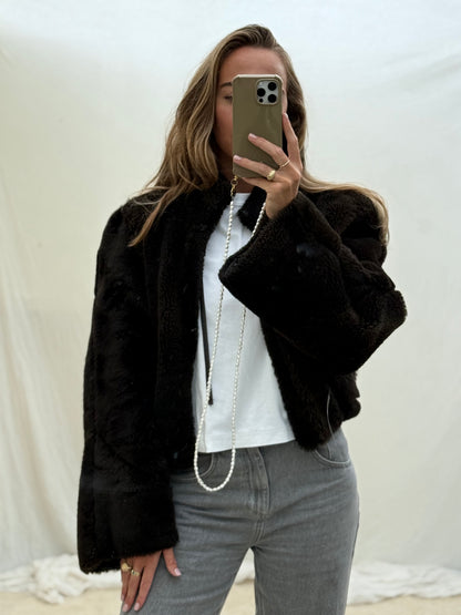 Re-made lammy coat reversible zwart shearling