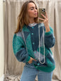Vintage cardigan Turquoise handgemaakt one size gebreid knit