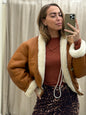 Vintage cropped lammy coat cognac beige