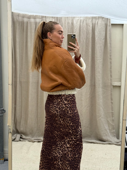 Vintage cropped lammy coat cognac beige